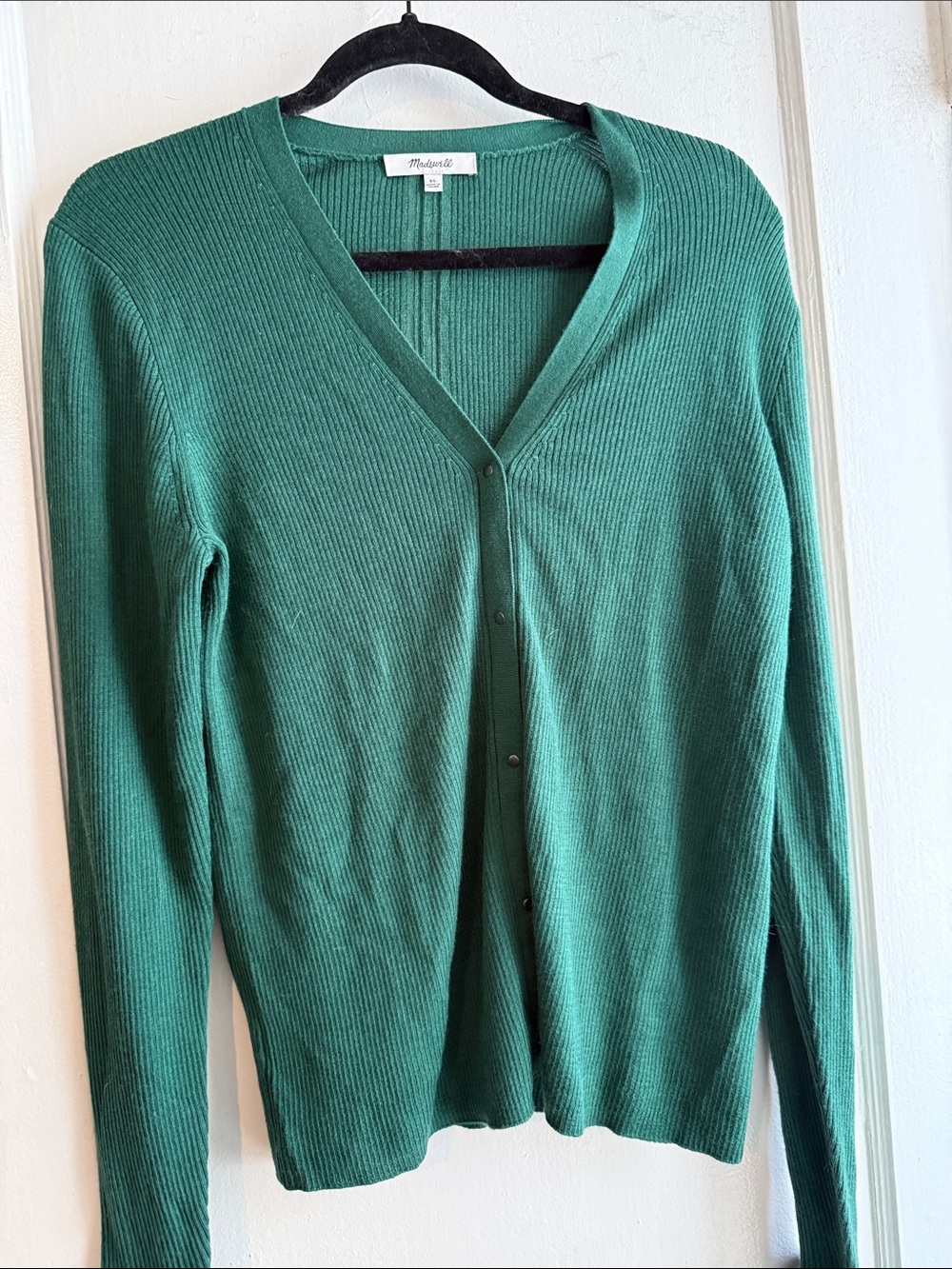 Madewell Emerald Green Ribbed V-Neck Cardigan